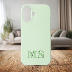 Modernes Minimalistisch-Grünes Anfangsmonogramm iPhone 16 Hülle