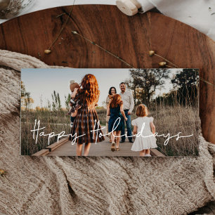 Modernes Minimalistisch Happy Holidays Family Foto Feiertagskarte