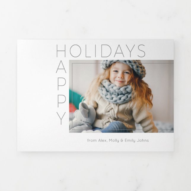 Modernes Minimalistisch Happy Holidays Typografy F Dreifach Gefaltete Urlaubskarte (Cover)