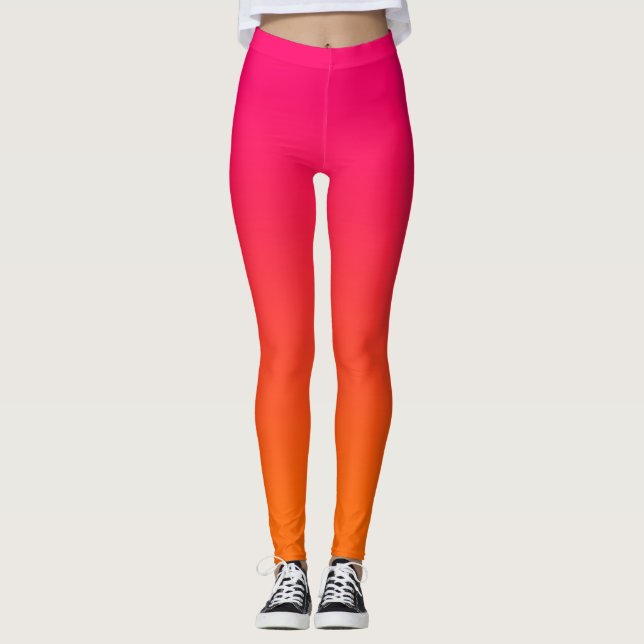 Modernes, Minimalistisch-helles Rosa und orange Fa Leggings (Vorderseite)