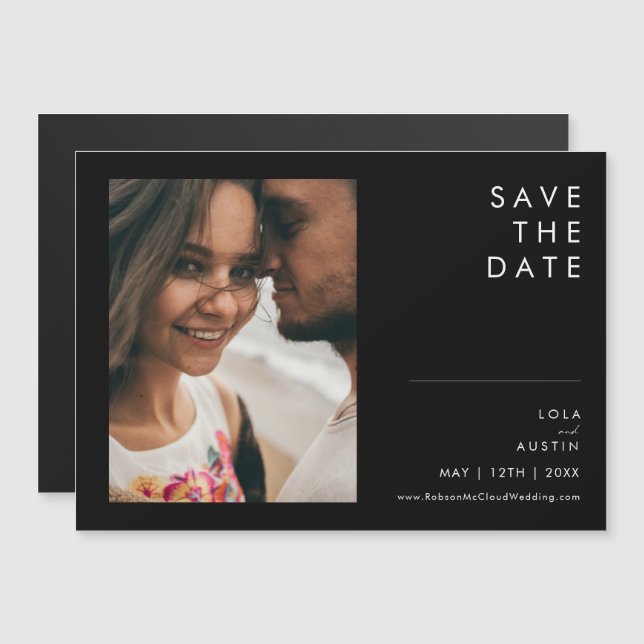 Modernes Minimalistisch | Horizontal Save the Date Magneteinladung (Vorne/Hinten)