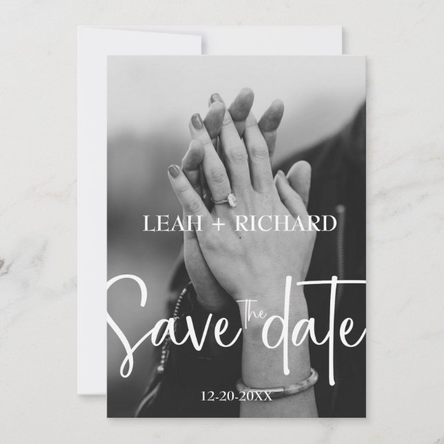Modernes Minimalistisch - Individuelle Name und Da Save The Date (Vorderseite)