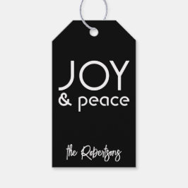 Modernes Minimalistisch Joy Christmas Black Geschenkanhänger