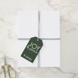 Modernes Minimalistisch Joy Christmas Green Geschenkanhänger