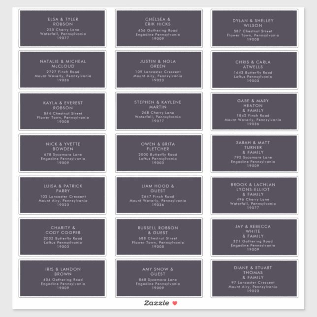 Modernes Minimalistisch | Lila Guest Address Label (Blatt)