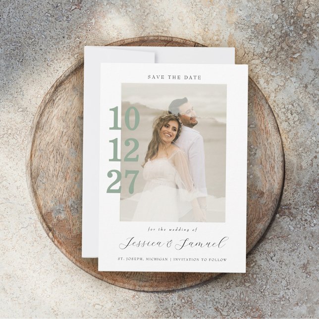 Modernes Minimalistisch-Mint-Grün-Script-Hochzeits Save The Date (Von Creator hochgeladen)