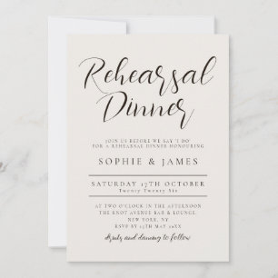 Modernes Minimalistisch neutrales Hochzeitessen Pr Einladung