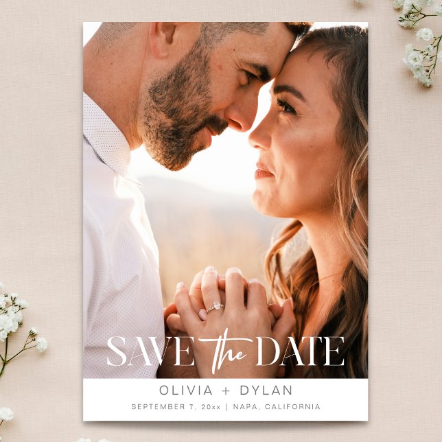 Modernes Minimalistisch-Overlay-Foto Save The Date (Von Creator hochgeladen)