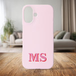 Modernes Minimalistisch rosa Anfangsmonogramm iPhone 16 Hülle<br><div class="desc">Erstellen Sie Ihren eigenen personalisierten iPhone Case mit individuellem Anfangsnamen in moderner minimalistischer Typografie. Erhältlich in verschiedenen Farben und Stilen.</div>