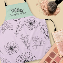 Modernes Minimalistisch rosa, grünes Blumenmuster Schürze