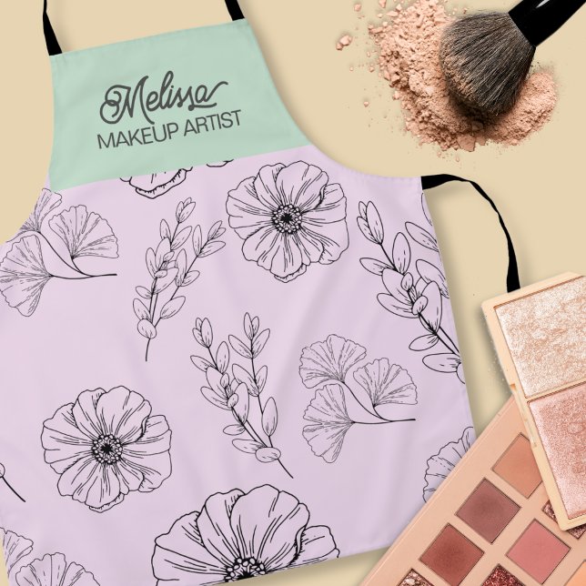 Modernes Minimalistisch rosa, grünes Blumenmuster Schürze (Von Creator hochgeladen)