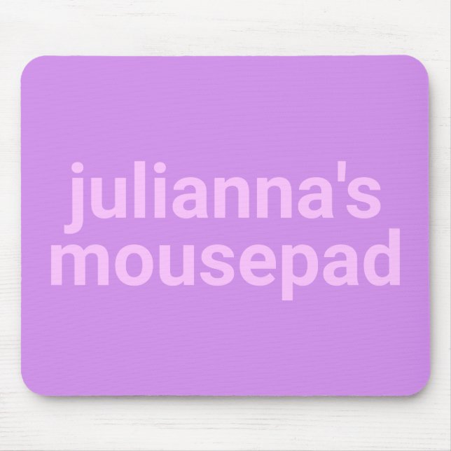 Modernes Minimalistisch rosa Lila Name und Etikett Mousepad (Vorne)