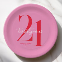 Modernes Minimalistisch rosa Rot 21. Geburtstag