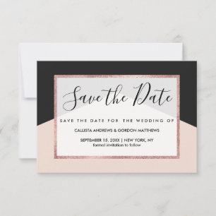 Modernes Minimalistisch rosa Schwarzes Dreieck Geo Save The Date