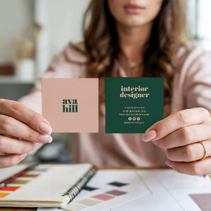 Modernes, minimalistisch rosa und grünes beruflich quadratische visitenkarte