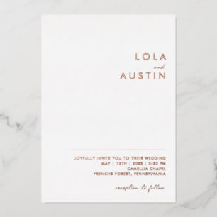 Modernes Minimalistisch   Rose Gold Lässig Hochzei Folieneinladung