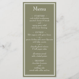 Modernes Minimalistisch Sage Green Wedding Menu Menükarte