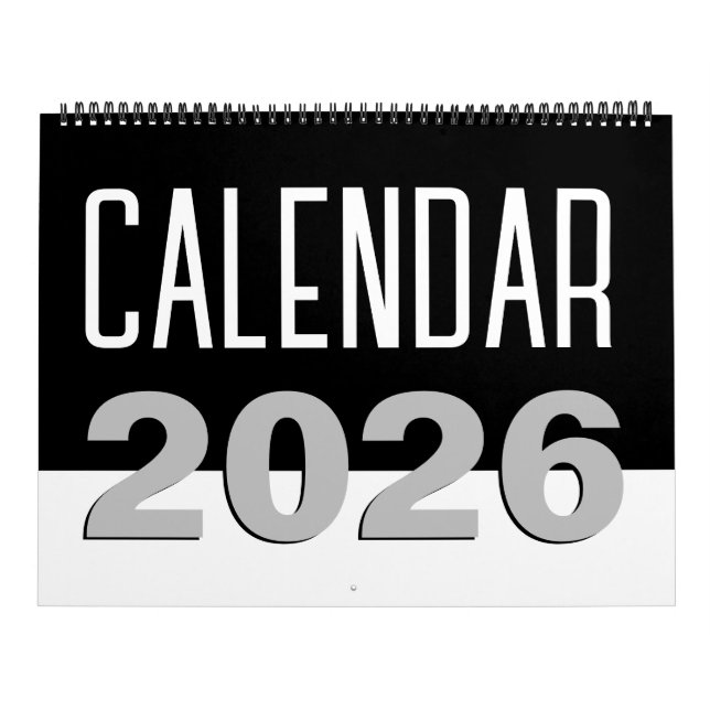Modernes Minimalistisch Schwarz/Weiß 2024 Kalender (Titelbild)