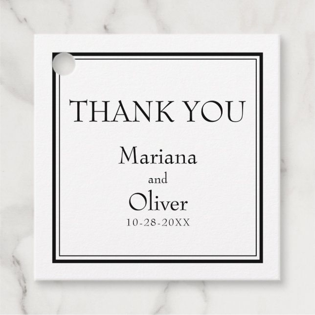 Modernes Minimalistisch Schwarz/Weiß Geschenkanhänger (Vorderseite)