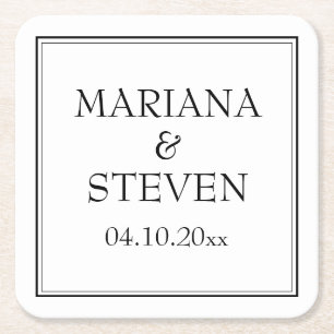 Modernes Minimalistisch Schwarz/Weiß Rechteckiger Pappuntersetzer