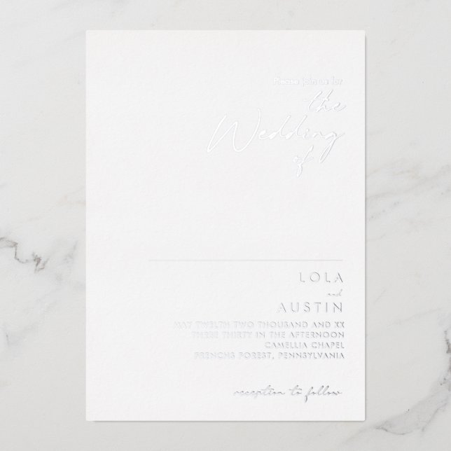 Modernes Minimalistisch | Silver the Wedding of Re Folieneinladung (Vorderseite)