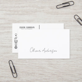 Modernes, minimalistisch-weißes Kontaktlogo Visitenkarte