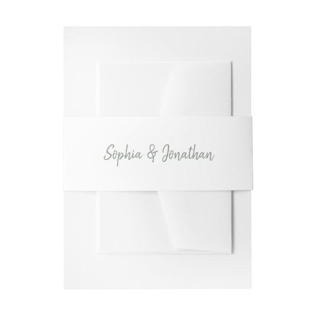 Modernes Minimalistisch | White and Sage Green Wed Einladungsbanderole (Vorderseite Beispiel)