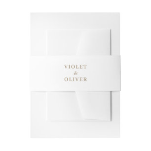 Modernes Minimalistisch   White Gold Wedding Einladungsbanderole