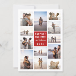 Modernes Minimalistisches 12-Foto Collage Weihnach Feiertagskarte