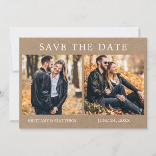 Modernes Minimalistisches 2 Foto Kraft Save The Date