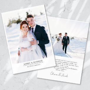 Modernes Minimalistisches 2 Foto Merry & Verheirat Feiertagskarte