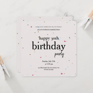 Modernes Minimalistisches 30. Geburtstag Party, 30 Einladung