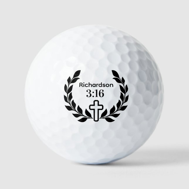 Modernes Minimalistisches 3:16 Script mit Cross Golfball (Vorderseite)