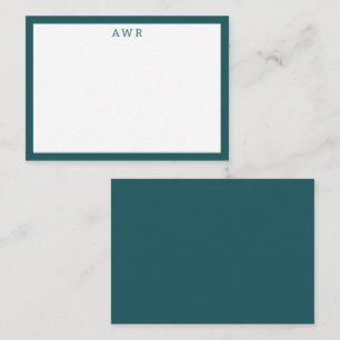 Modernes Minimalistisches 3 Monogramm Aquamarines  Mitteilungskarte
