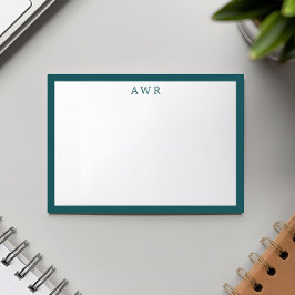 Modernes Minimalistisches 3 Monogramm Aquamarines  Mitteilungskarte