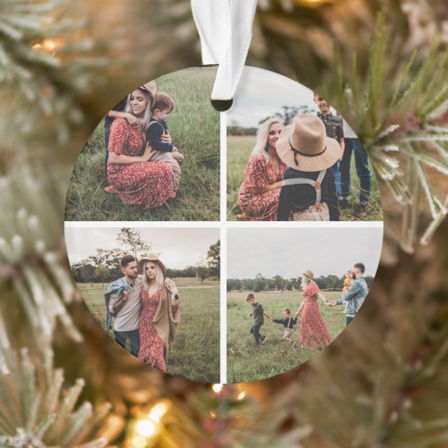 Modernes Minimalistisches 4-Fotomaterial Ornament (Baum)