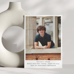 Modernes minimalistisches Abschlussfoto Klasse 202 Ankündigung