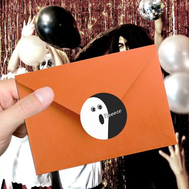 Modernes Minimalistisches Abstrakt Ghost Halloween Runder Aufkleber (Von Creator hochgeladen)