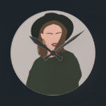 Modernes Minimalistisches Abstraktes Mädchen in Hu Runde Wanduhr<br><div class="desc">Original Illustration - perfekt zum Dekorieren von Zuhause oder Gießen</div>