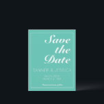 Modernes Minimalistisches Aqua & White Save the Da Date<br><div class="desc">Hübsch,  modern,  minimalistisch und trendig Save the Date mit einem Aqua/Türkis Hintergrund (Pantone's 2022 Farbauswahl "Cascade") mit weißen,  anpassbaren Textblöcken in modernen Schriftart</div>