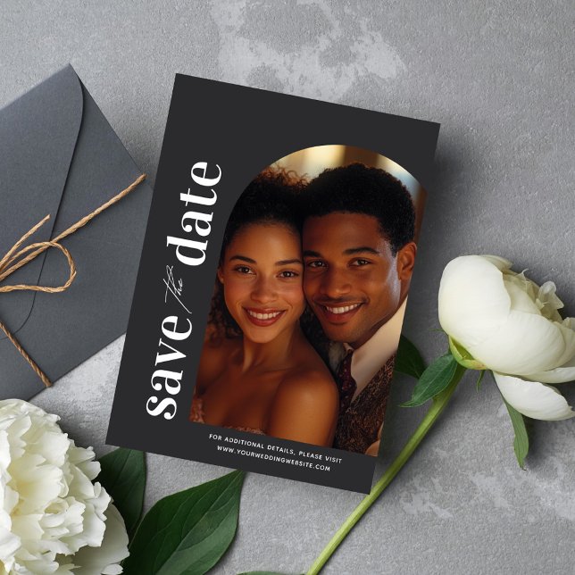 Modernes, minimalistisches Arch-Foto Speichern Sie Einladung (Von Creator hochgeladen)