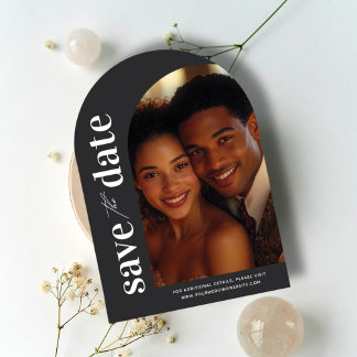 Modernes, minimalistisches Arch-Foto Speichern Sie Einladung