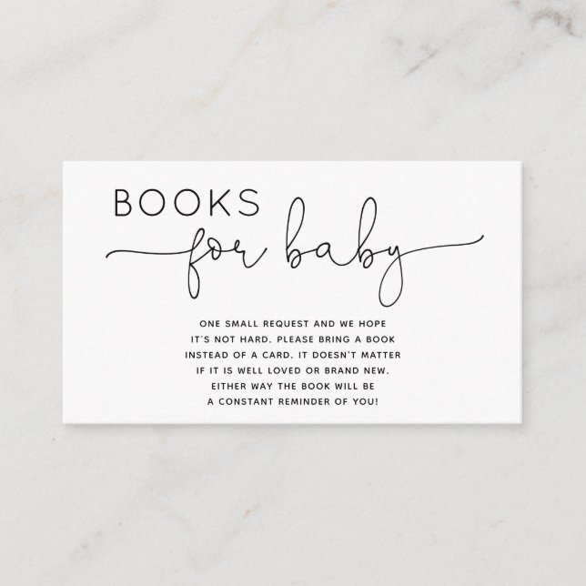 Modernes Minimalistisches Babyduschbuch für Kinder Begleitkarte (Vorderseite)