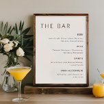 Modernes Minimalistisches Bar Poster<br><div class="desc">Benutzerdefiniertes Bar-Menüzeichen mit modernem minimalistischem Schwarz-Weiß-Design.</div>