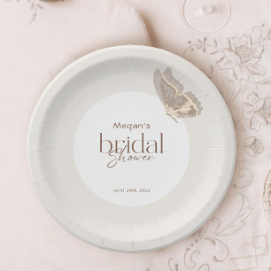 Modernes Minimalistisches Beige-Schmetterling-Brau Pappteller