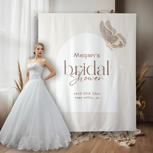 Modernes Minimalistisches Beige-Schmetterling-Brau Wandteppich (Von Creator hochgeladen)