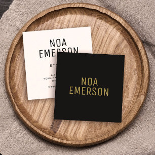Modernes Minimalistisches Berufliches Black Gold Quadratische Visitenkarte