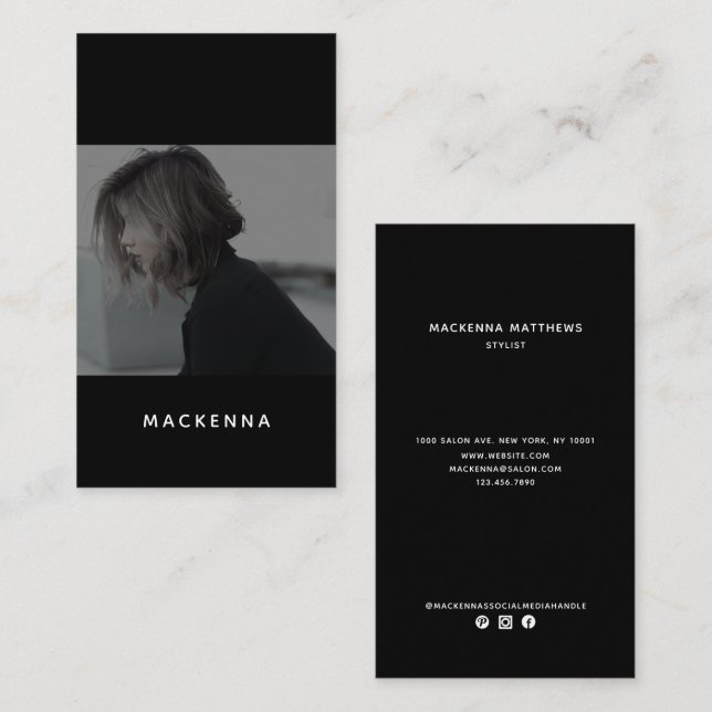 Modernes Minimalistisches Berufliches Haar-Stylist Visitenkarte (Vorne/Hinten)