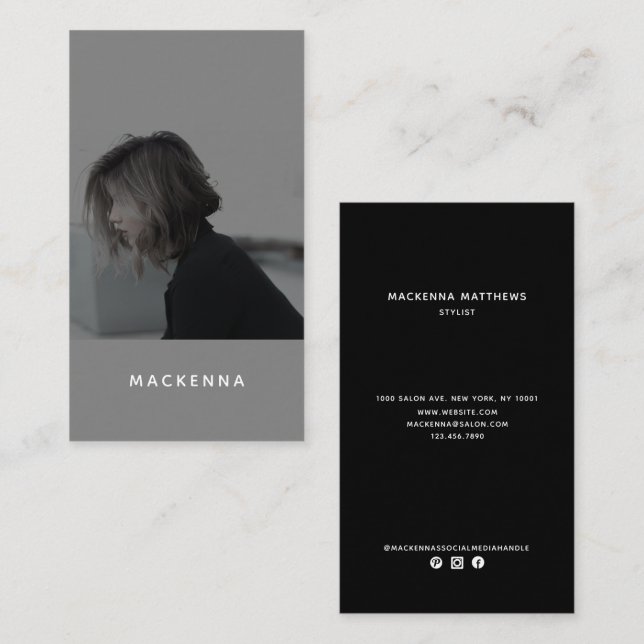 Modernes Minimalistisches Berufliches Haar-Stylist Visitenkarte (Vorne/Hinten)