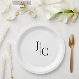 Modernes Minimalistisches Berufliches Monogramm Pappteller